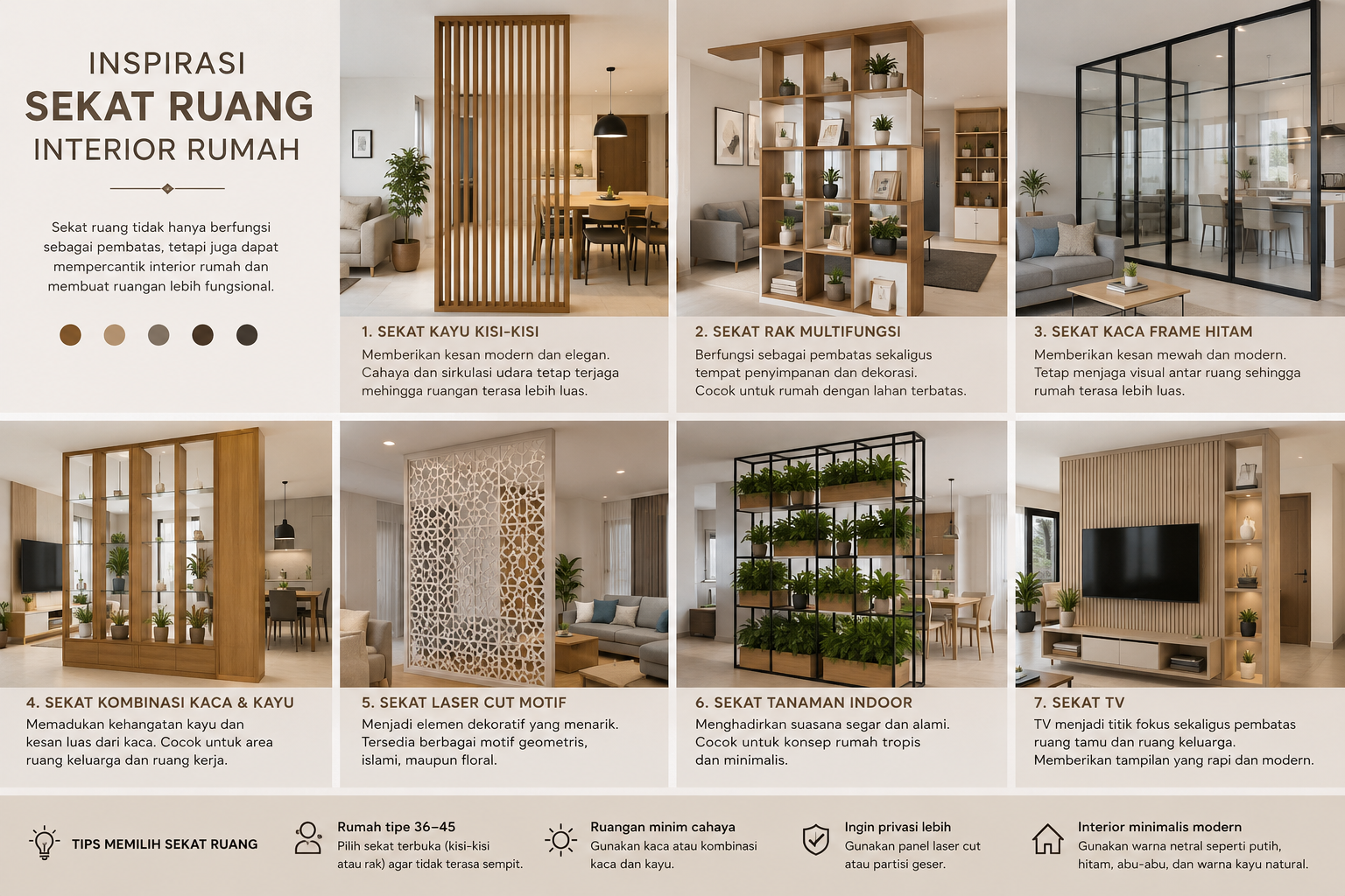 Inspirasi desain sekat ruang untuk interior rumah